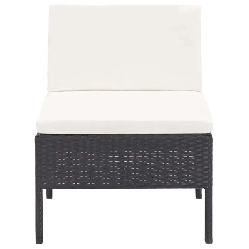 Lomakkomplekti, 6 osaa, musta, rattan-tyylinen, tyynyillä