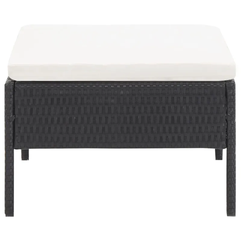 Lomakkomplekti, 6 osaa, musta, rattan-tyylinen, tyynyillä