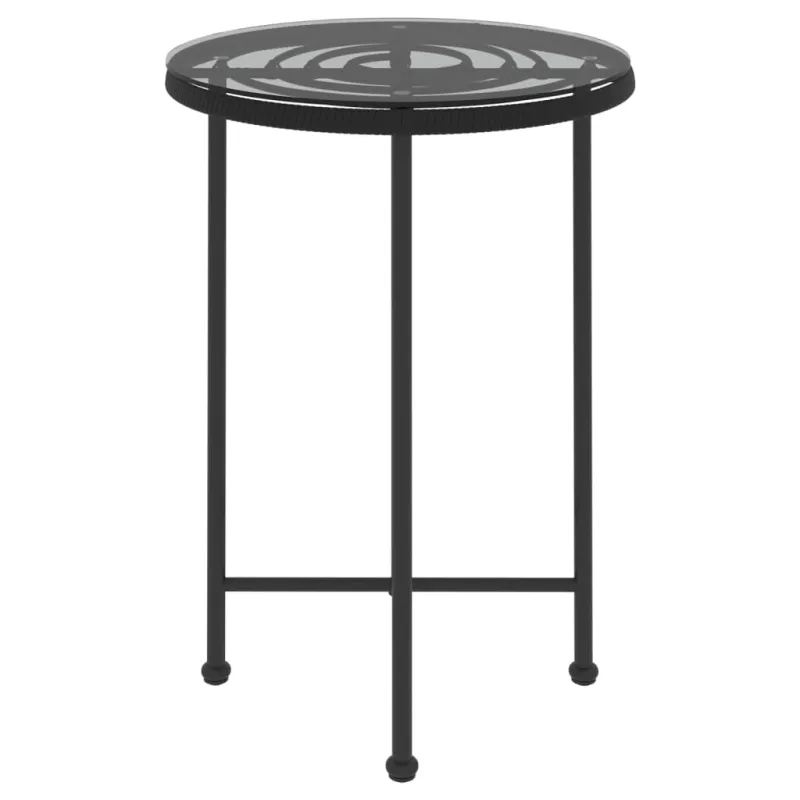 Ruokapöytä, musta, 55 cm, karkaistu lasi ja teräs