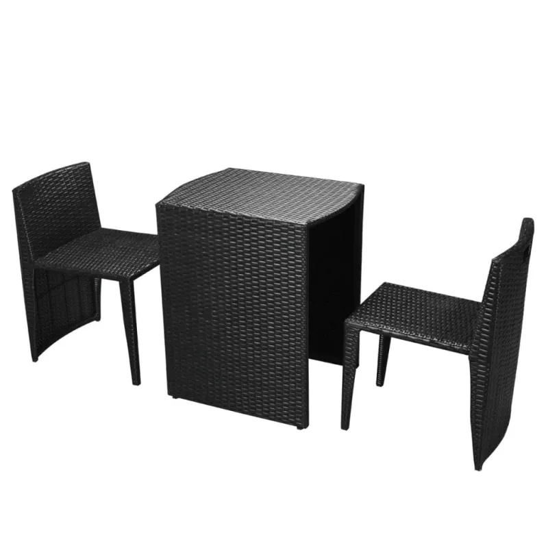 Bistrokalustekokonaisuus tyynyine, 3D, musta, polirat