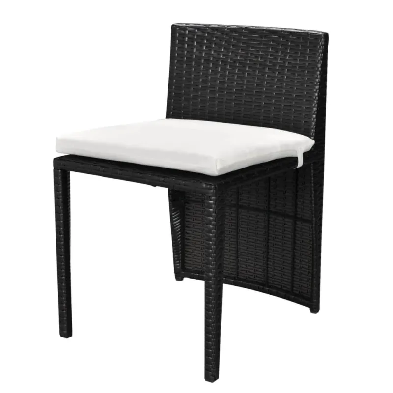 Bistrokalustekokonaisuus tyynyine, 3D, musta, polirat