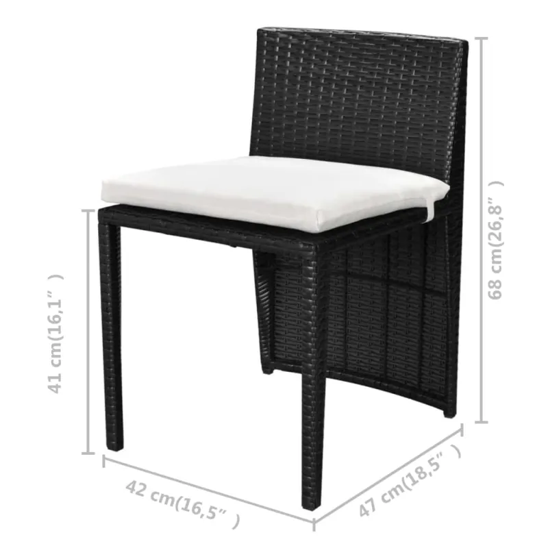 Bistrokalustekokonaisuus tyynyine, 3D, musta, polirat