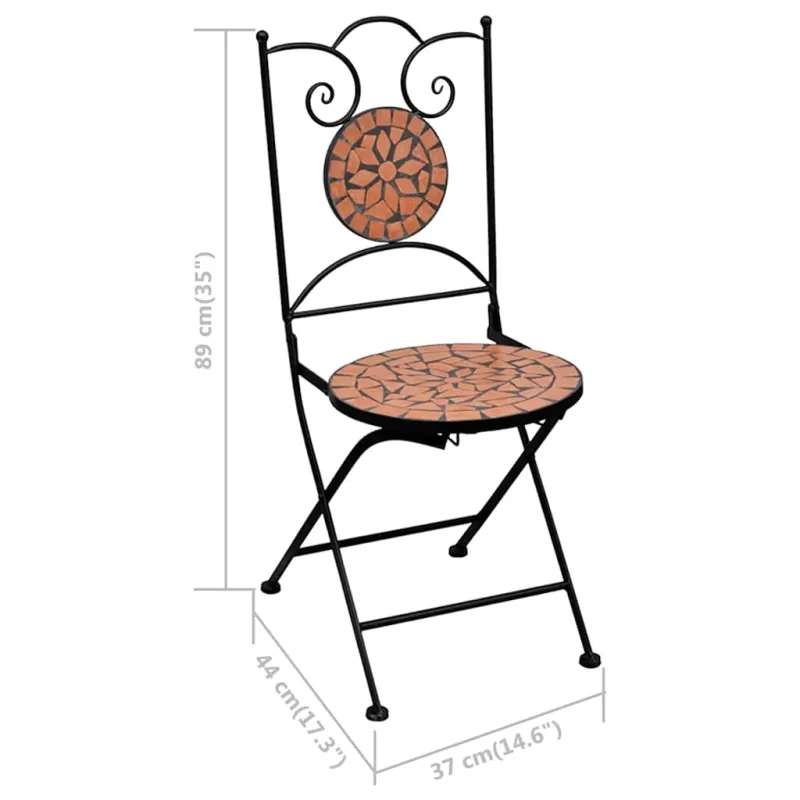 Bistrokalustekokonaisuus, 3D, terrakotta, keramiikka, mosaiikki