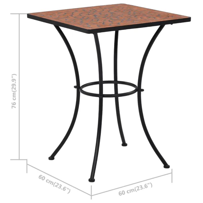 Mozaikkilpailu Bistro Teräksinen Pöytä, Terakota, 60 cm, Keramiikka