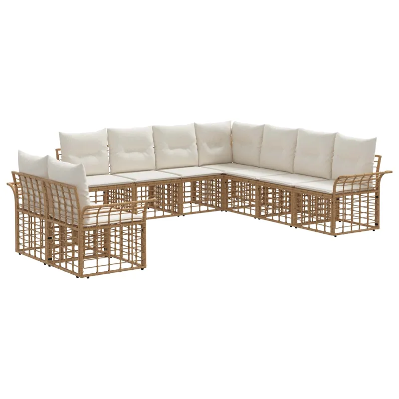 Lauko sohvakompletti 9 osaa – luonnollinen ja kermaisen valkoinen