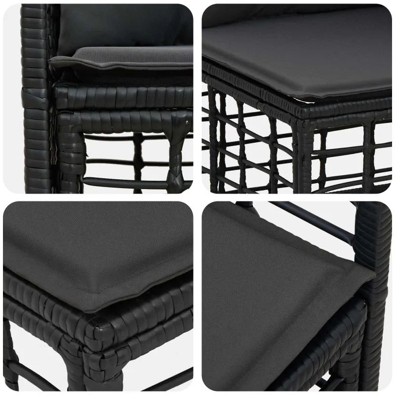 Lauko sohvakomplekti 6 osaa, musta ja tummanharmaa, polyesteriä