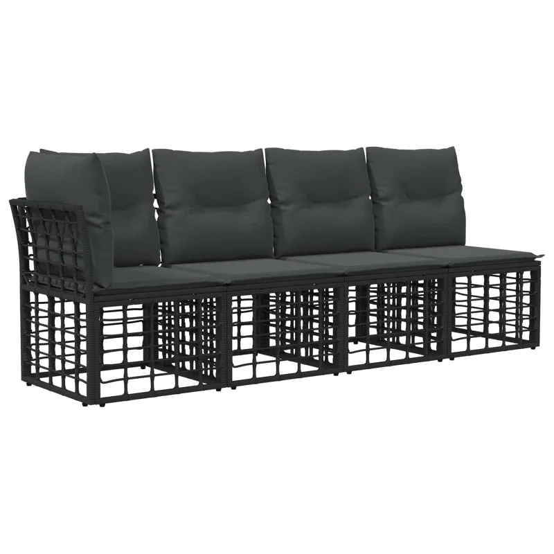 Lauko sohvakompletti 7 osaa, musta ja tummanharmaa, polyesteri