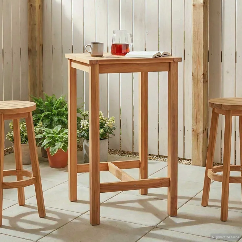 Baro-ruokailupöytä, luonnollinen 60 x 60 x 105 cm, kestävä teak