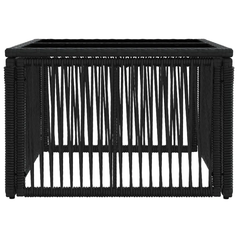 Sodo pöytä Musta 55 x 55 x 37 cm PE Rattan ja Lasia