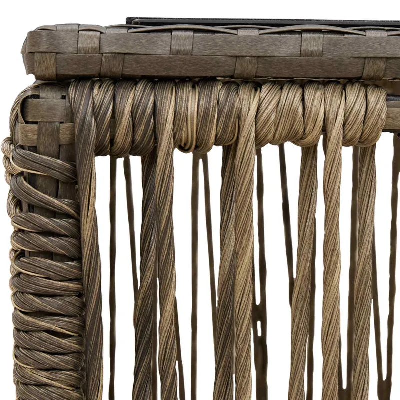 Sodo pöytä Pilka ja musta 55 x 55 x 37 cm PE Rattan ja lasi