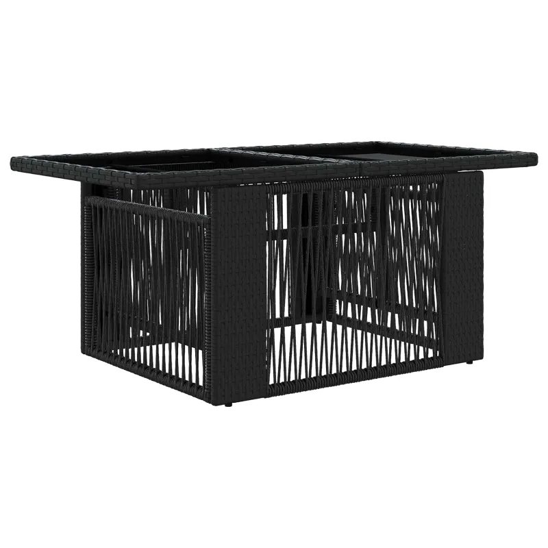 Sodo pöytä Musta 100 x 55 x 37 cm PE Rattan ja Lasia