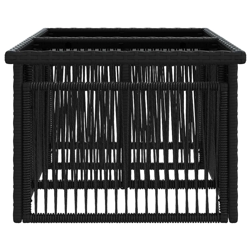 Sodo pöytä Musta 100 x 55 x 37 cm PE Rattan ja Lasia