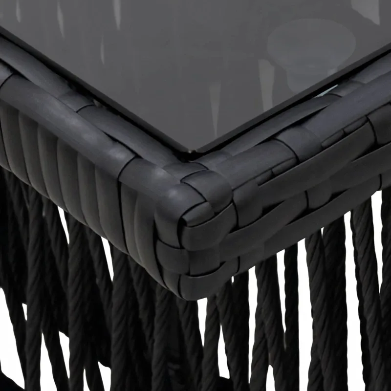 Sodo pöytä Musta 100 x 55 x 37 cm PE Rattan ja Lasia
