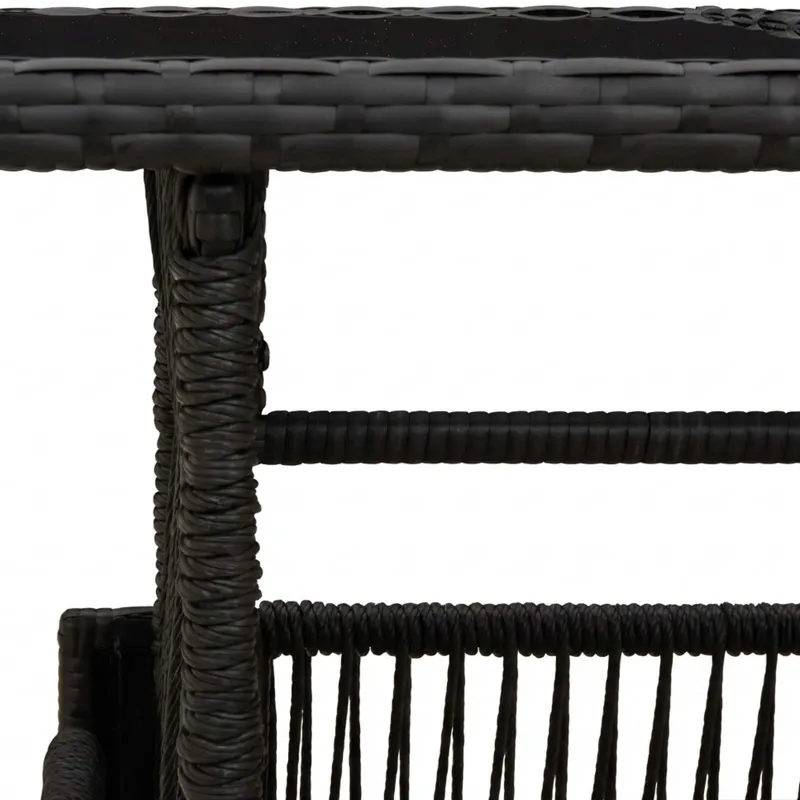 Sodo pöytä Musta 100 x 55 x 37 cm PE Rattan ja Lasia
