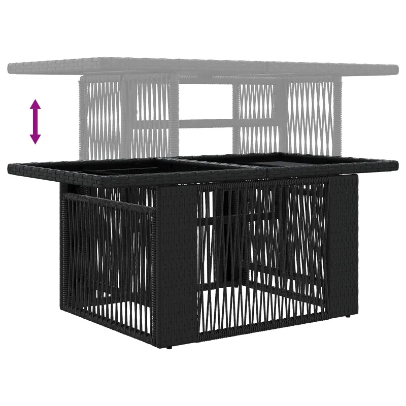 Sodo pöytä Musta 100 x 55 x 37 cm PE Rattan ja Lasia