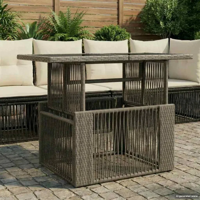 Soodan pöytä Pilka 100 x 55 x 37 cm PE Rattan ja Lasia