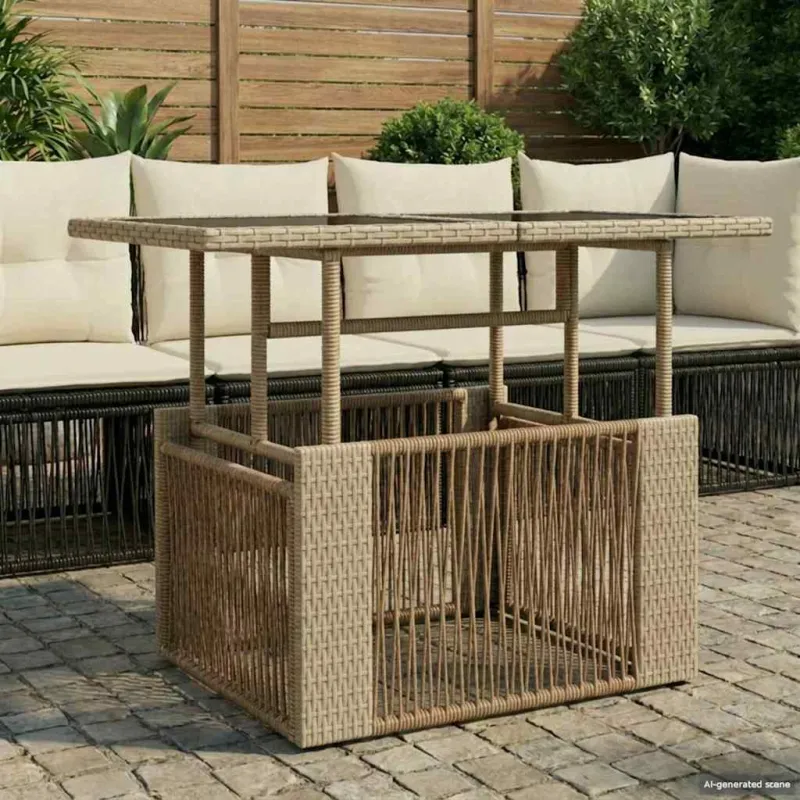 Sodo pöytä Hiekka 100 x 55 x 37 cm PE Rattan ja Kivi