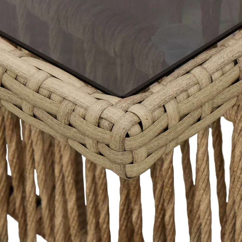 Sodo pöytä Hiekka 100 x 55 x 37 cm PE Rattan ja Kivi