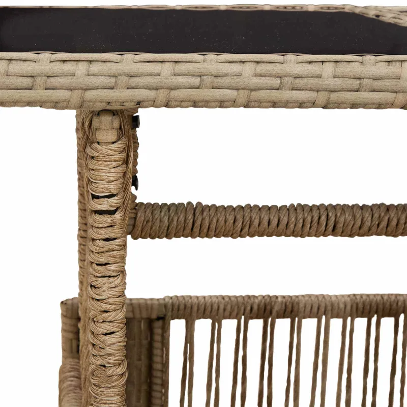 Sodo pöytä Hiekka 100 x 55 x 37 cm PE Rattan ja Kivi