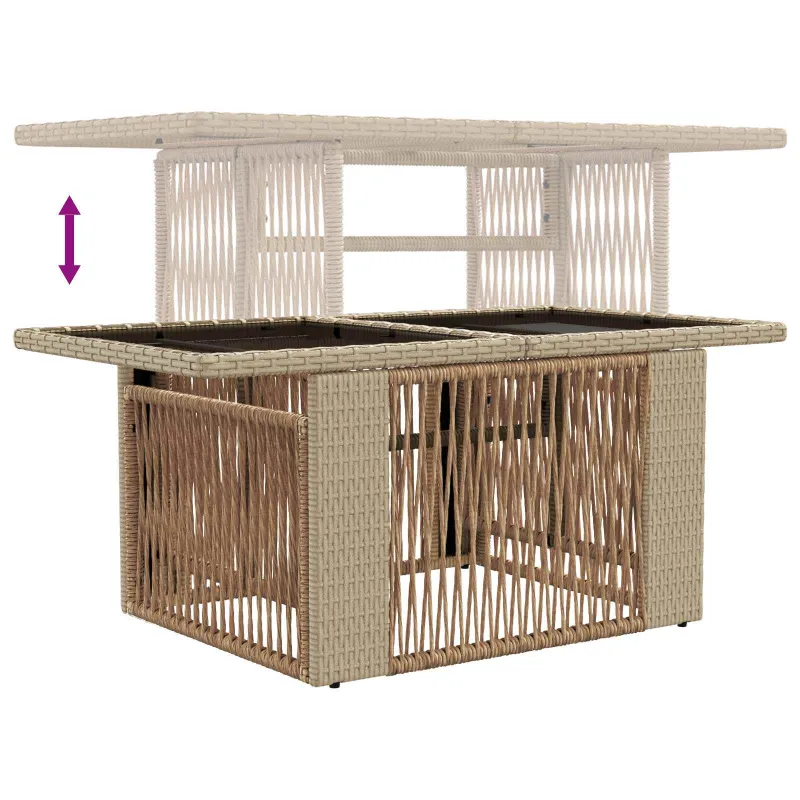 Sodo pöytä Hiekka 100 x 55 x 37 cm PE Rattan ja Kivi