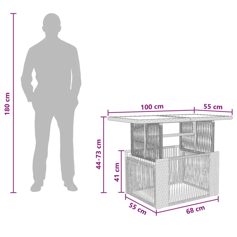 Sodo pöytä Hiekka 100 x 55 x 37 cm PE Rattan ja Kivi
