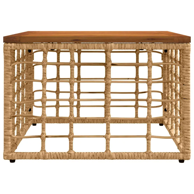 Sodo pöytä Luonnollinen 55 x 55 x 37 cm PE Rattan ja Lasia