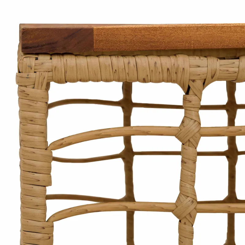 Sodo pöytä Luonnollinen 55 x 55 x 37 cm PE Rattan ja Lasia