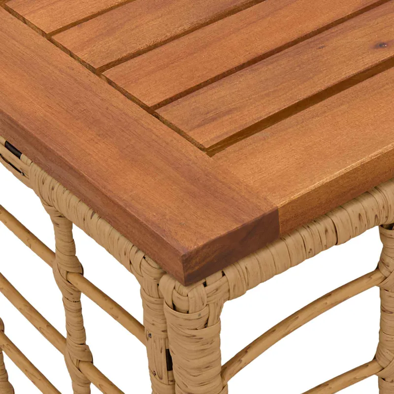 Sodo pöytä Luonnollinen 55 x 55 x 37 cm PE Rattan ja Lasia