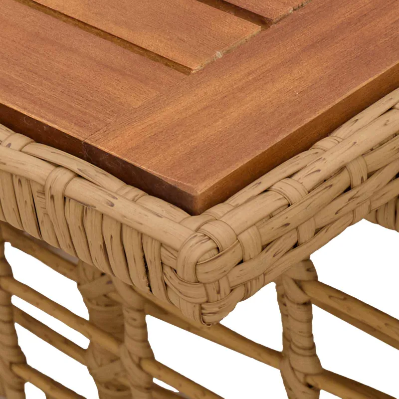 Sodo pöytä, luonnollinen 100 x 55 x 37 cm, PE-rattan ja lasi