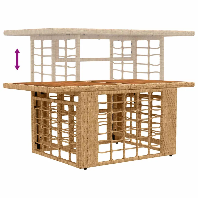Sodo pöytä, luonnollinen 100 x 55 x 37 cm, PE-rattan ja lasi