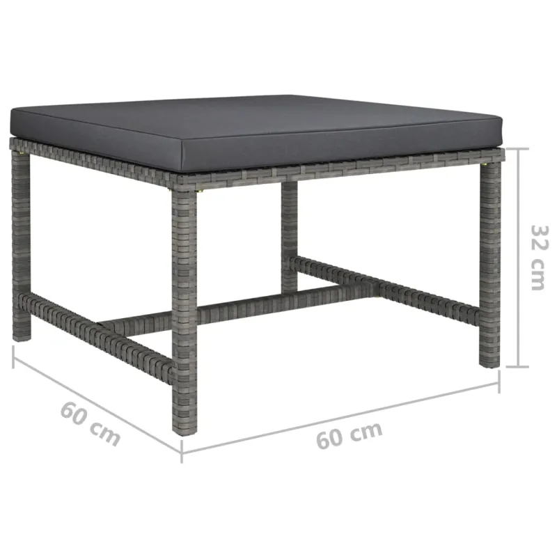 Sodo komplekti, 6 osaa, harmaa, polyrattani, tyynyt