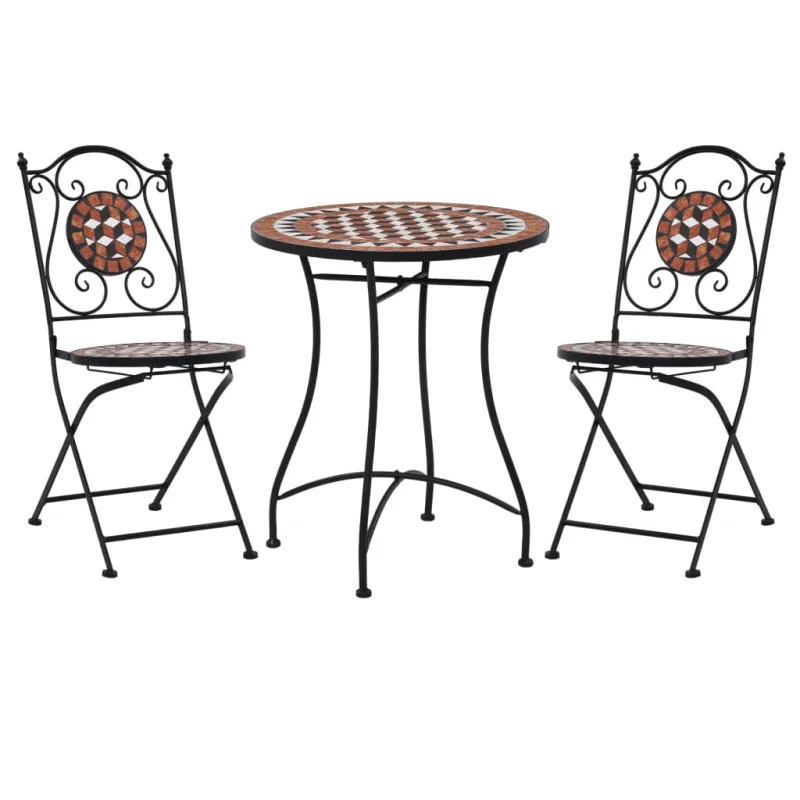 Bistrokalustekoko, 3 osaa, terrakotta, keramiikka, mosaiikki