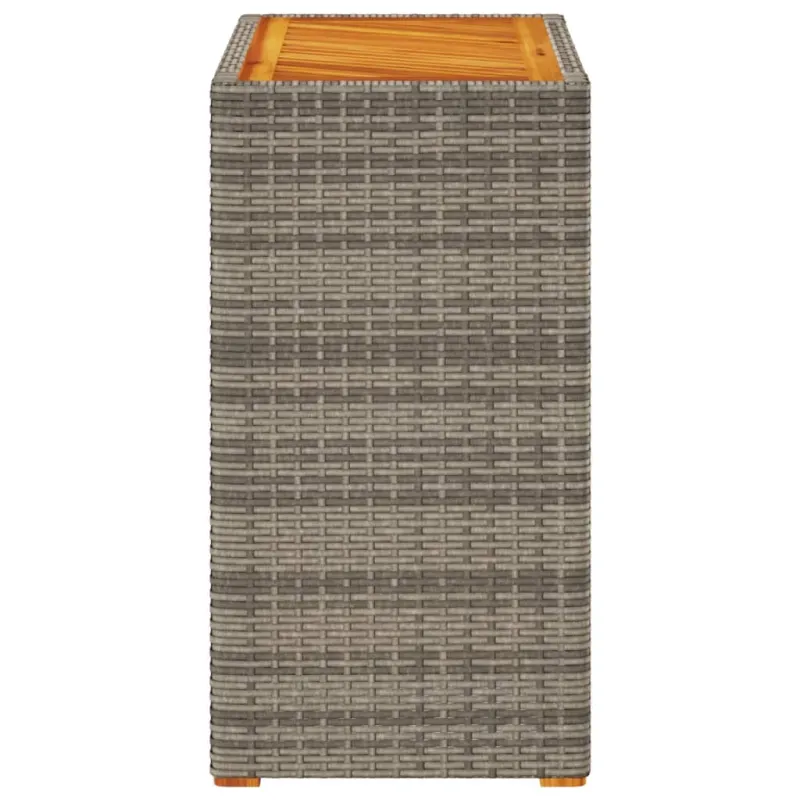Pöytä puukuvioisella pöytätasolla, harmaa, 60x40x75cm, polyrattana