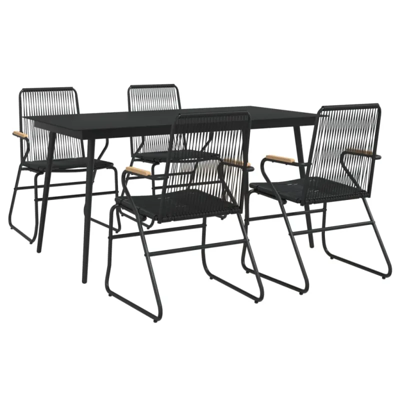 Sodo söögitoa komplekt, 5 osa, must, PVC rattan