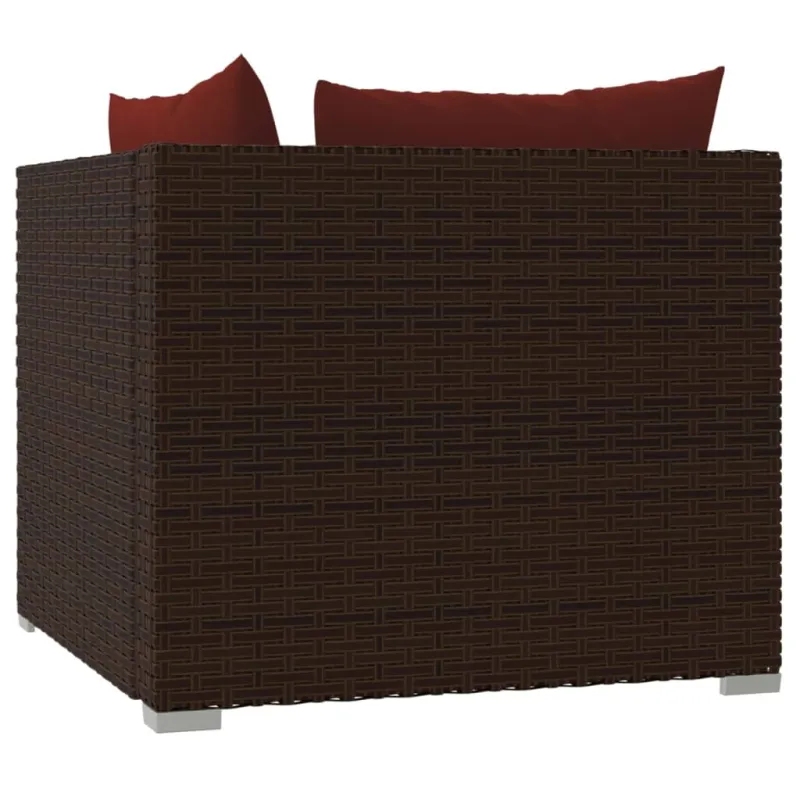 Dvivietė sofa koos padjadega, pruun, polirattane