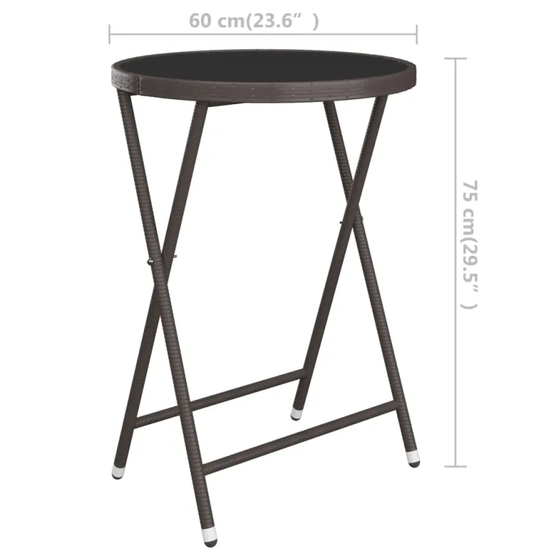 Bistro mööblikomplekt, 3-osaline, pruun, polürotan/stekla