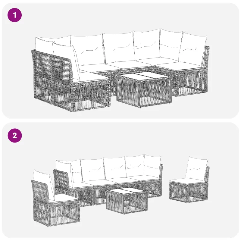 Sodo Sofade Rõõm 7-osaline Komplekt Smėlio Polürotanist