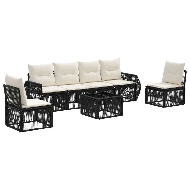 Sodo Sofade Rõngas 7-os osad ️Must ja kreemvalge polürottan
