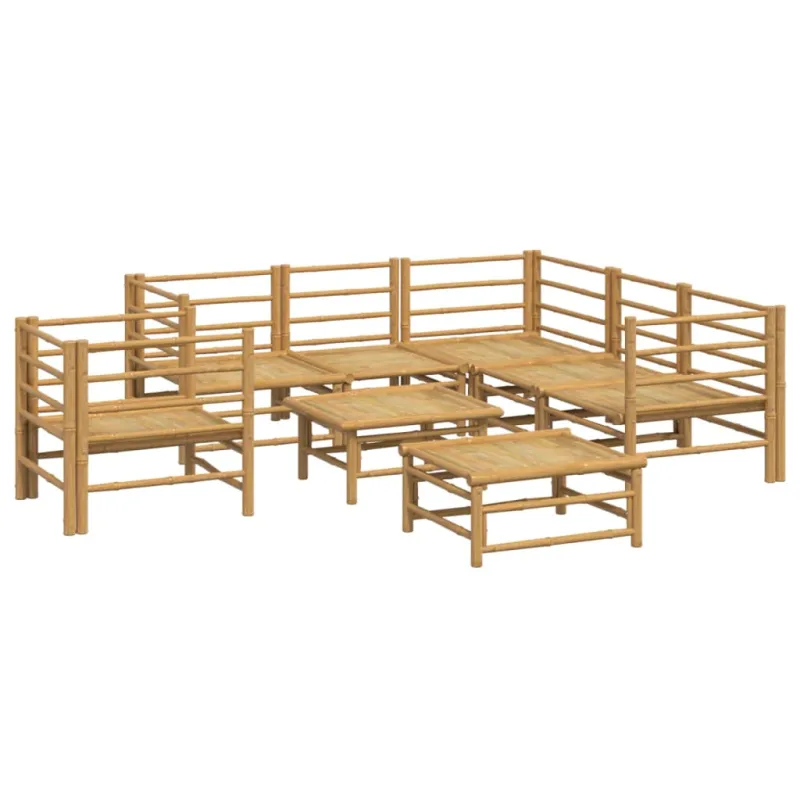 Sodo komplekti pilkoinen pehmustein, 8 osaa, bambu