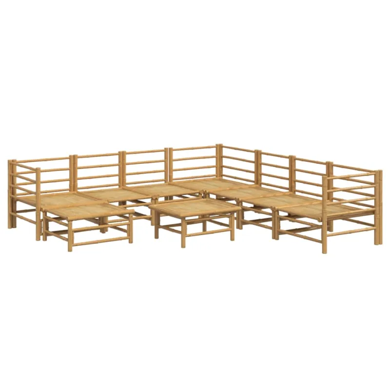 Sodo komplekti pilkoilla tyynyillä, 9 osaa, bambu