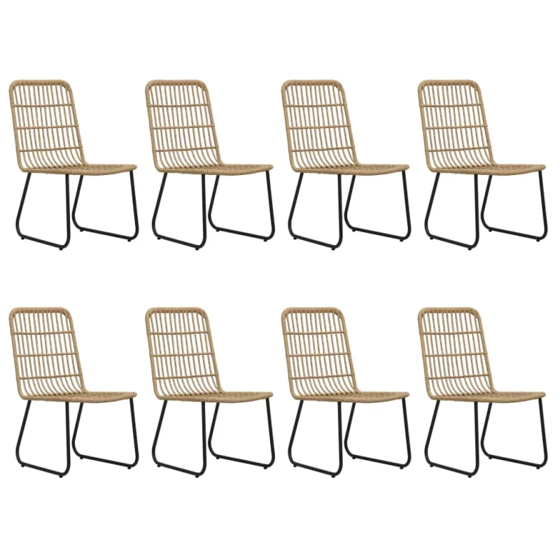 Lauko söögikomplekt, 9 osa, polürotan ja klaas