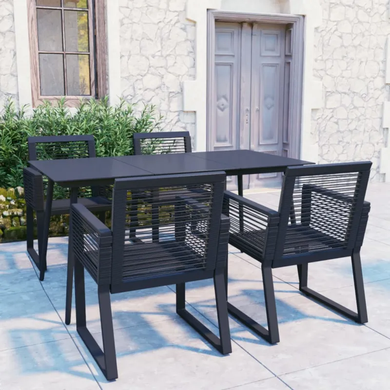 Lauko söögitoa mööblikomplekt, 5 osa, must, PVC rattan