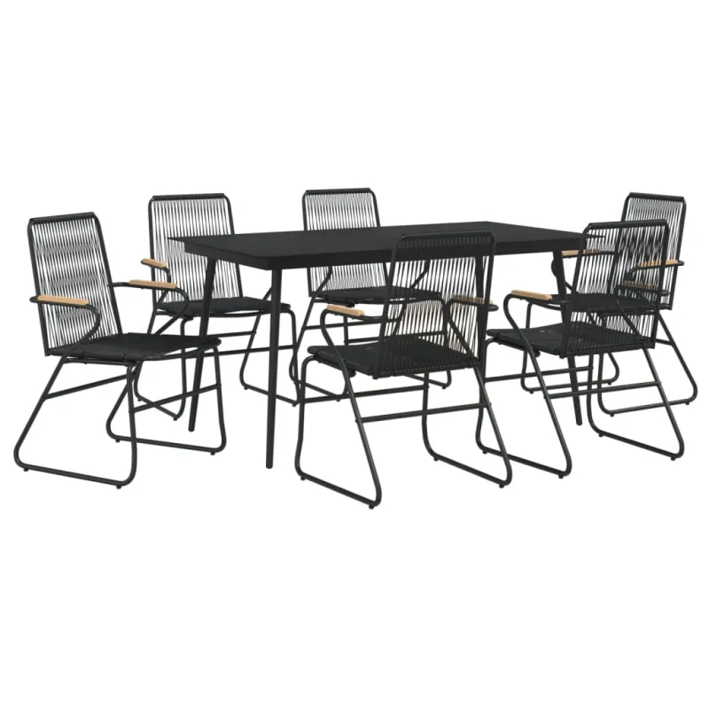 Sodo söögikomplekt, 7 osa, must, PVC rattan