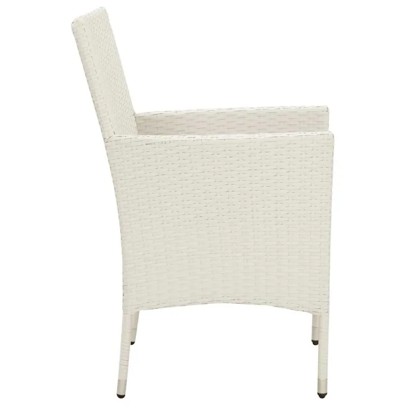 Lauakomplekt koos padjanditega, 5-osaline, valge, polürotan