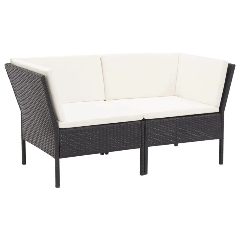 Sodo poilsio komplektas su pagalvėmis, 6 dalių, juodas, rattan