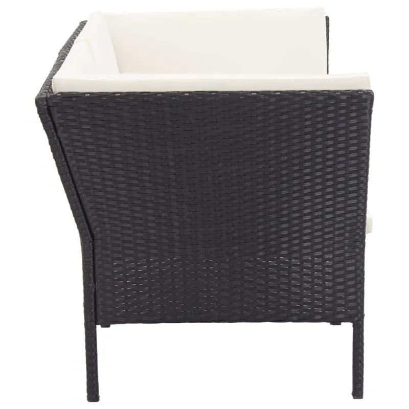 Sodo poilsio komplektas su pagalvėmis, 6 dalių, juodas, rattan