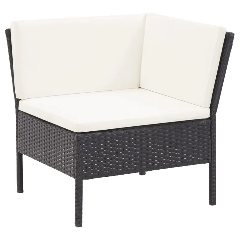 Sodo poilsio komplektas su pagalvėmis, 6 dalių, juodas, rattan