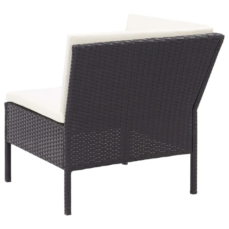 Sodo poilsio komplektas su pagalvėmis, 6 dalių, juodas, rattan
