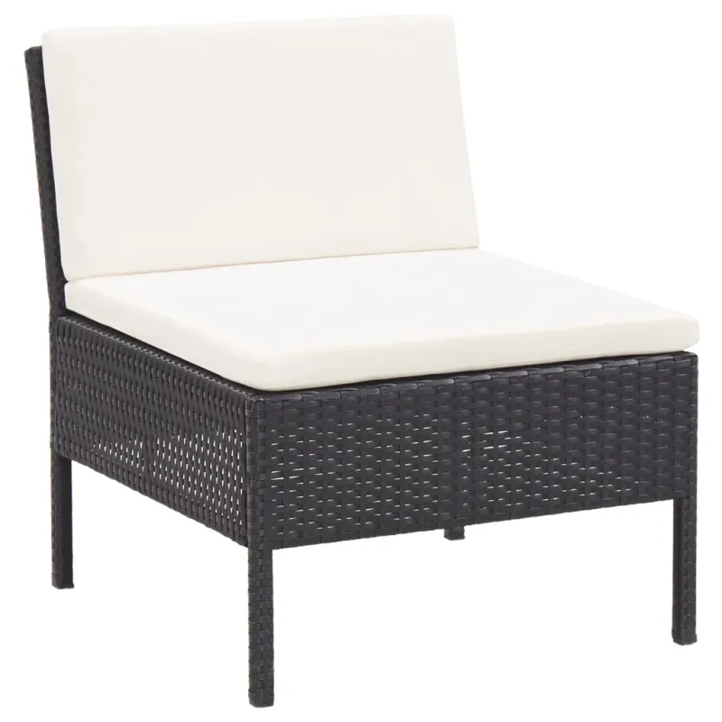 Sodo poilsio komplektas su pagalvėmis, 6 dalių, juodas, rattan