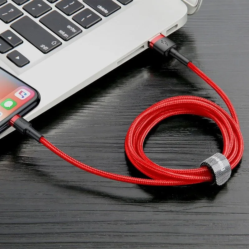 Baseus Cafule USB Lightning kaabel 2.4A 1m (must + punane) universaalne